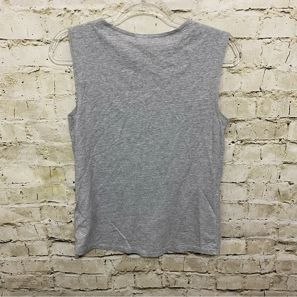 J Crew Gray Orange Jewel Embellished Cotton Tank Top